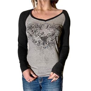 Harley Davidson Logo Baseball Tee